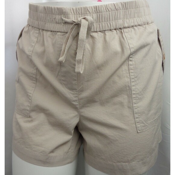 LOFT BEIGE DRAWSTRING BOHO SUMMER LOUNGE COTTON CLASSIC SHORTS SZ: M NWT - Picture 2 of 4